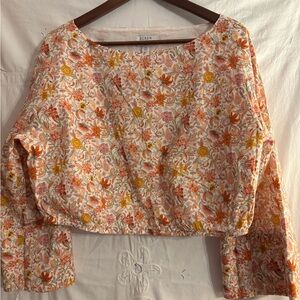 J Crew floral 100% cotton top. Cropped. Romantic, whimsical.